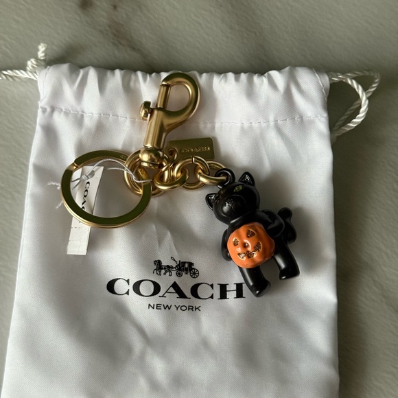 Coach Accessories - Coach Black Cat Keychain with Gold Accents